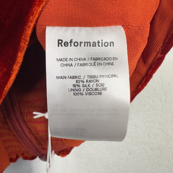 Reformation Wes Pants Set Women 4 Orange Silk Blend Velvet Wide Leg Holiday Luxe - Picture 4 of 15